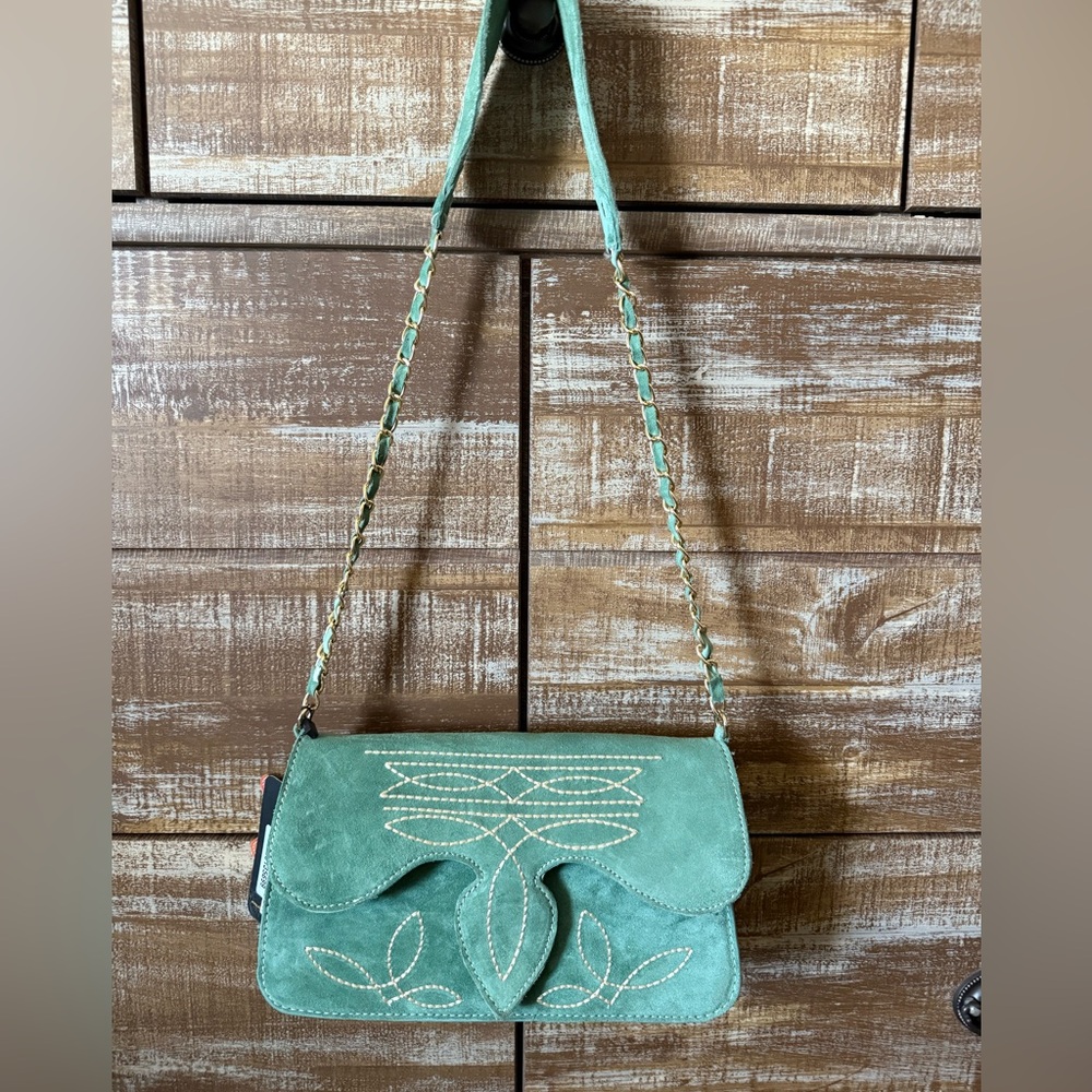 Green Suede Shoulder Bag
